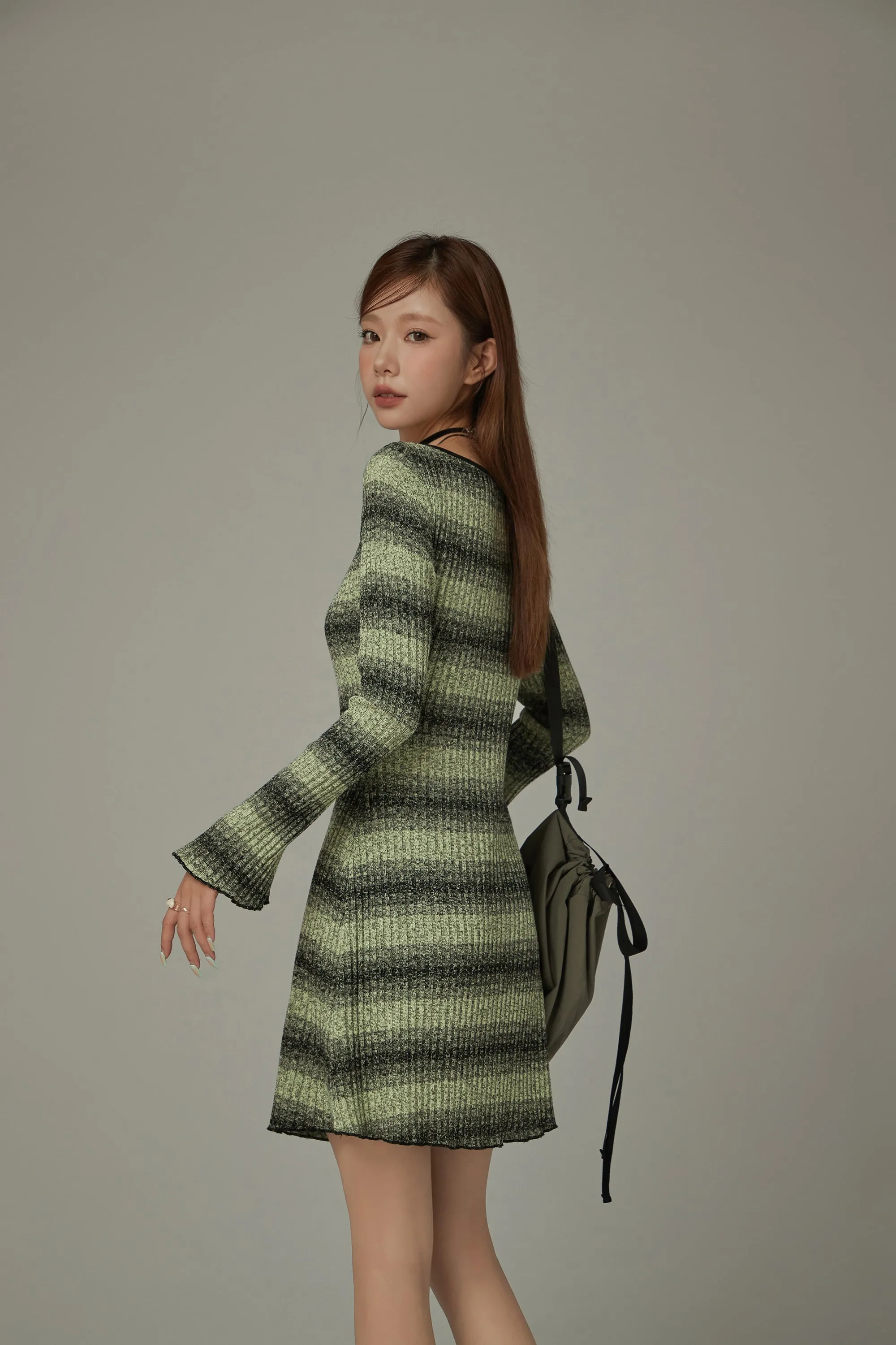 Striped Long Sleeve Knit Dress