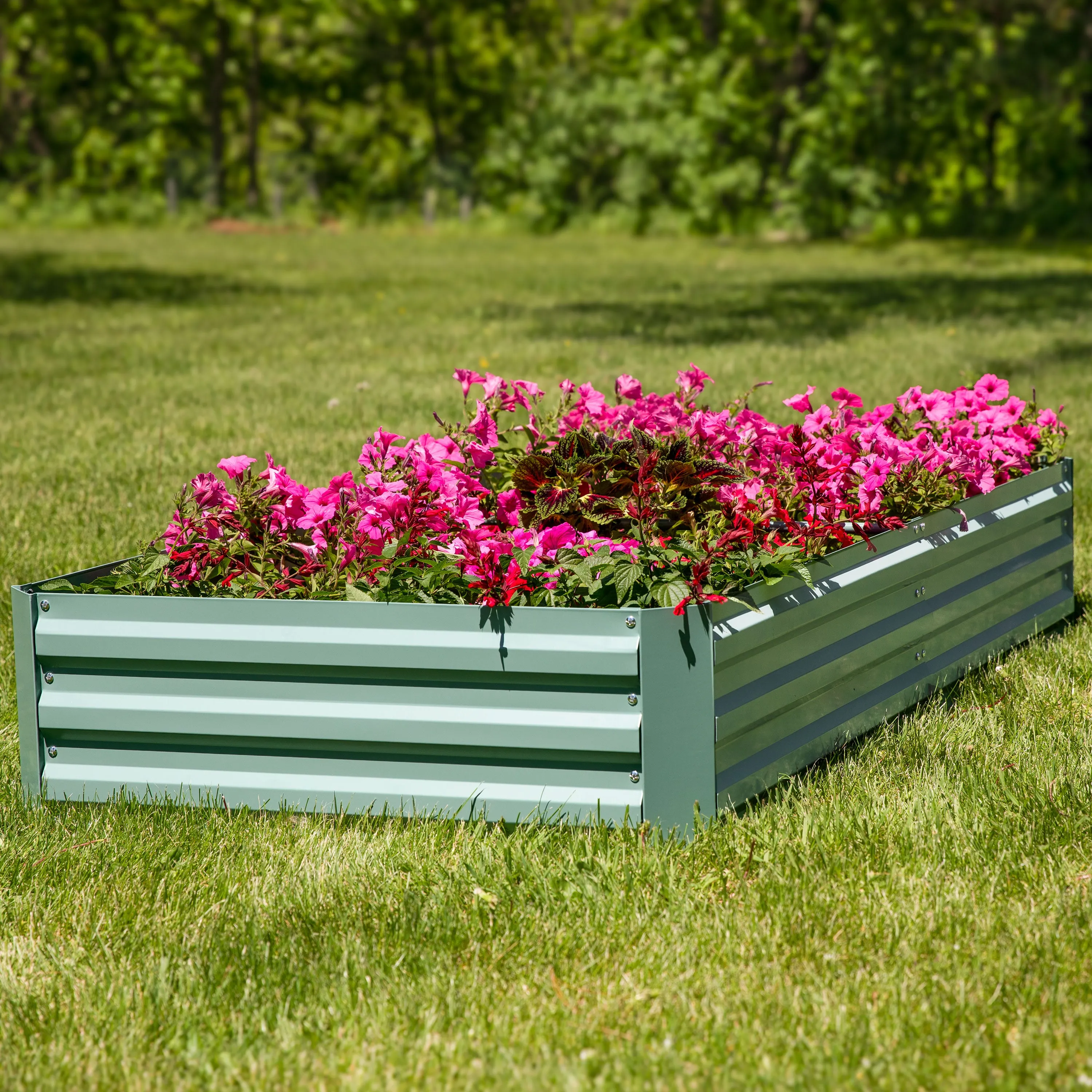 Sunnydaze Galvanized Steel Rectangle Raised Garden Bed