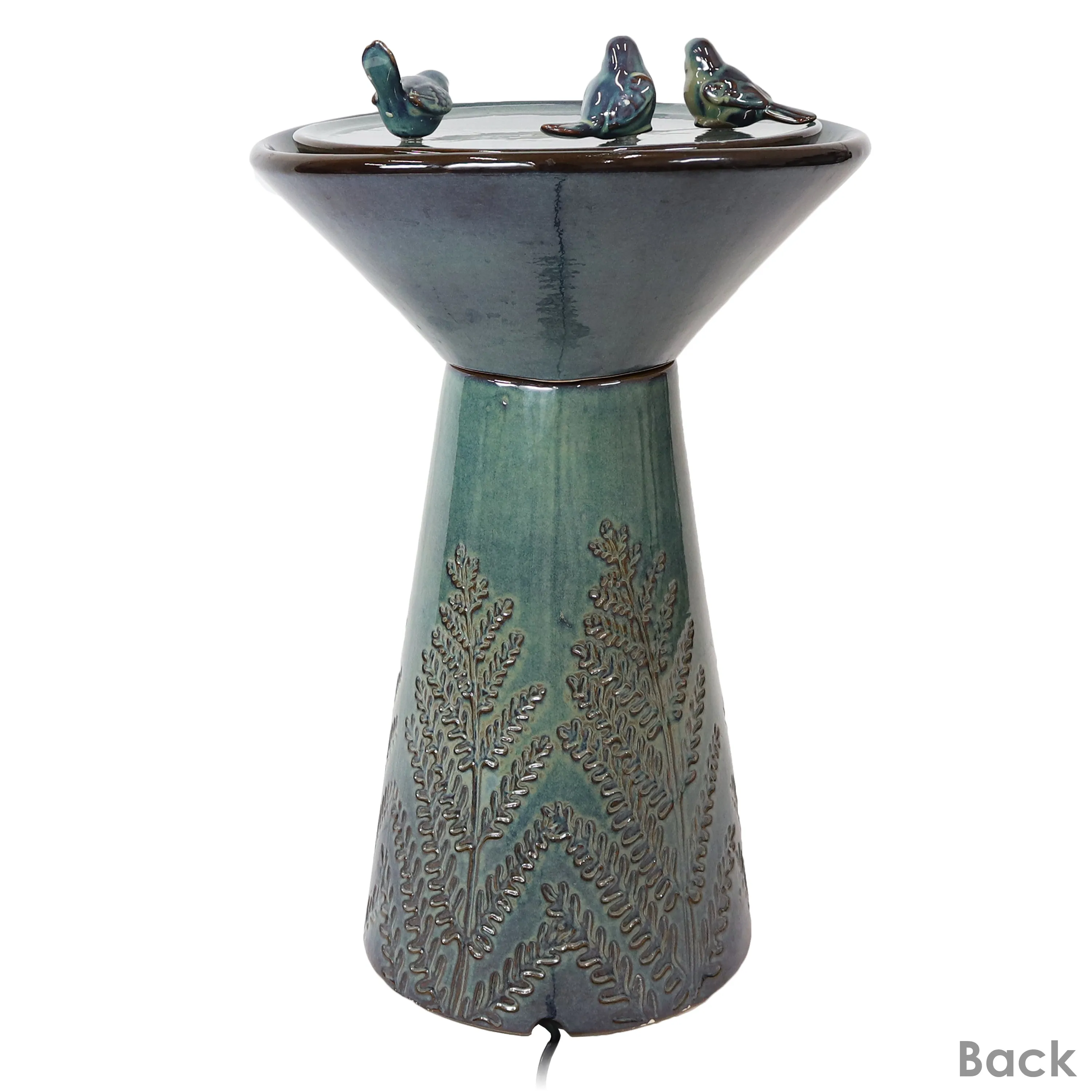 Sunnydaze Gathering Birds Ceramic Outdoor Fountain with LED Lights - 28.25"