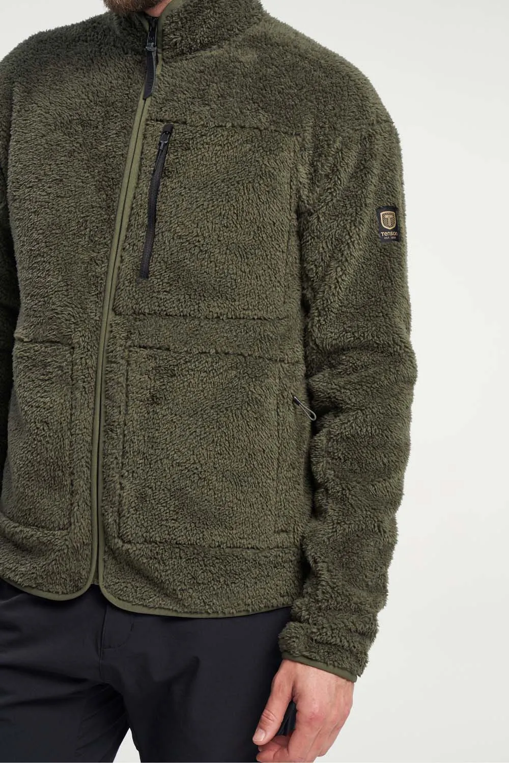 Tenson Men&#x27;s Thermal Pile Zip Jacket Dark Khaki | Buy Tenson Men&#x27;s Thermal Pile Zip Jacket Dark Khaki here | Outnorth