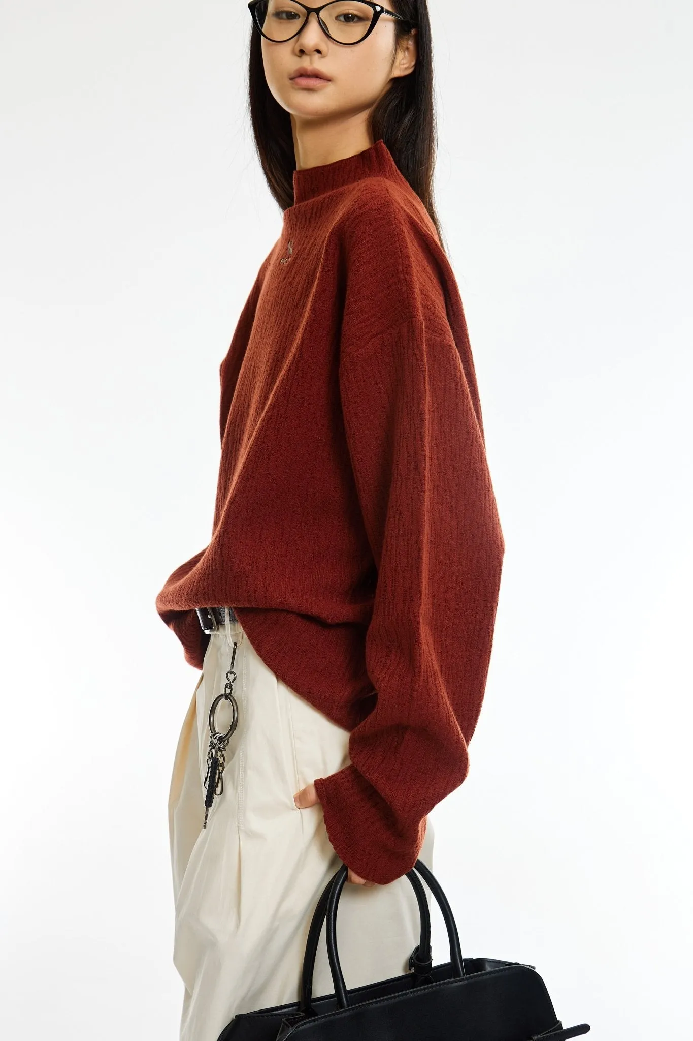 Texture turtleneck Knitwear in Red