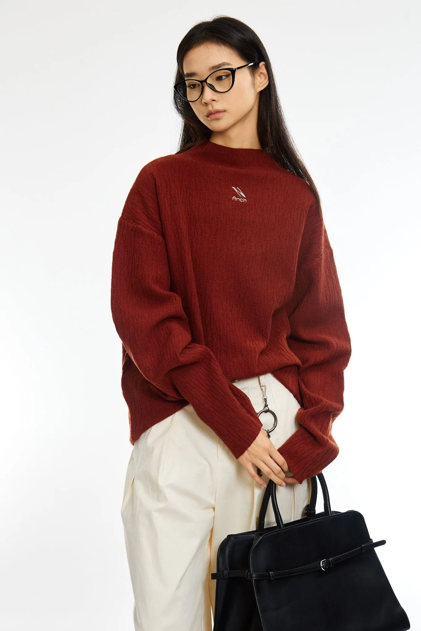 Texture turtleneck Knitwear in Red