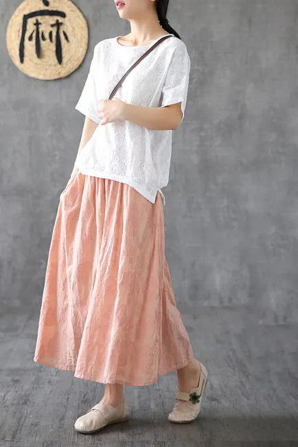 The new summer a-line MIDI skirt loose nade in linen for women 190160