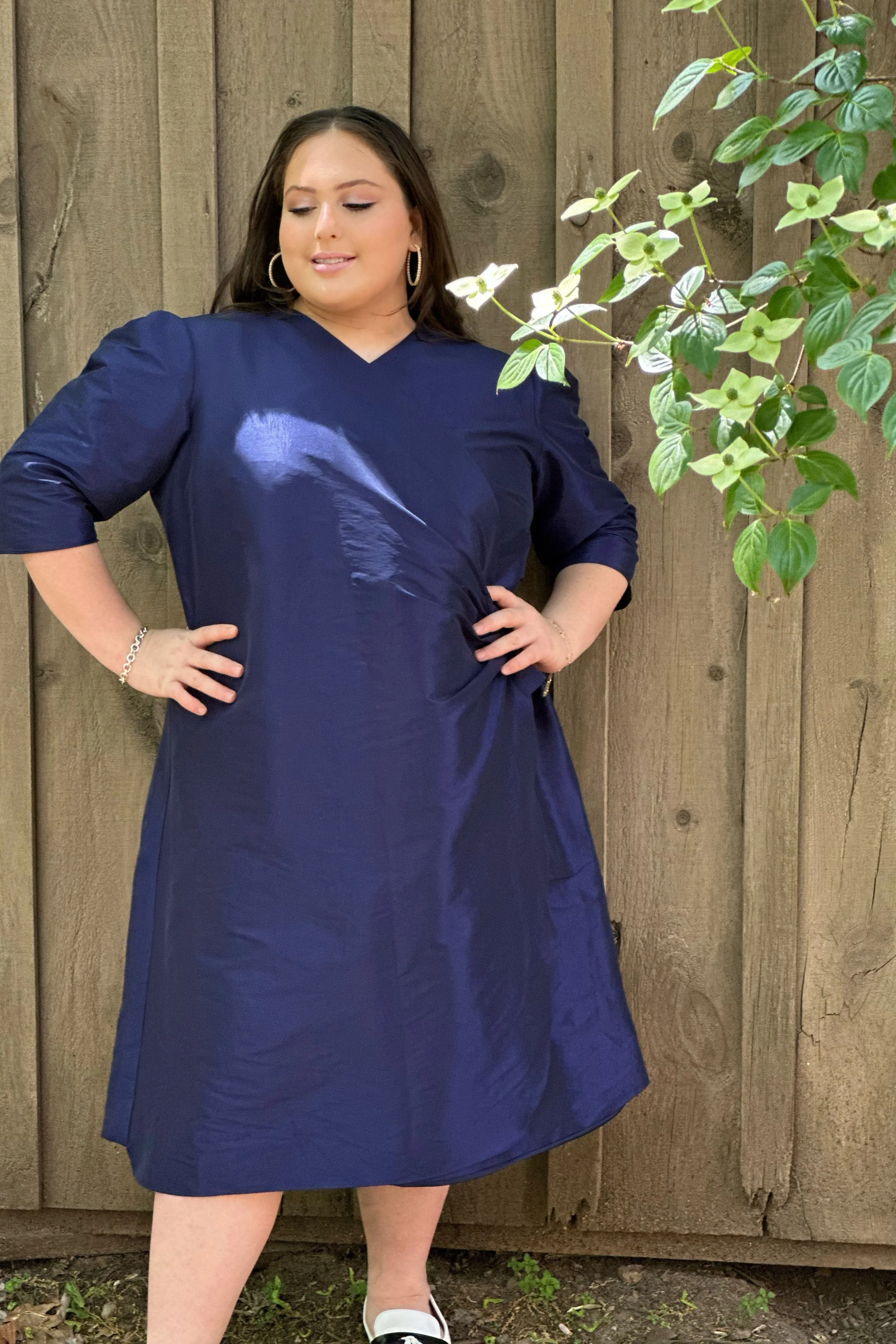 The "Wrap" Dress (Navy Taffeta)