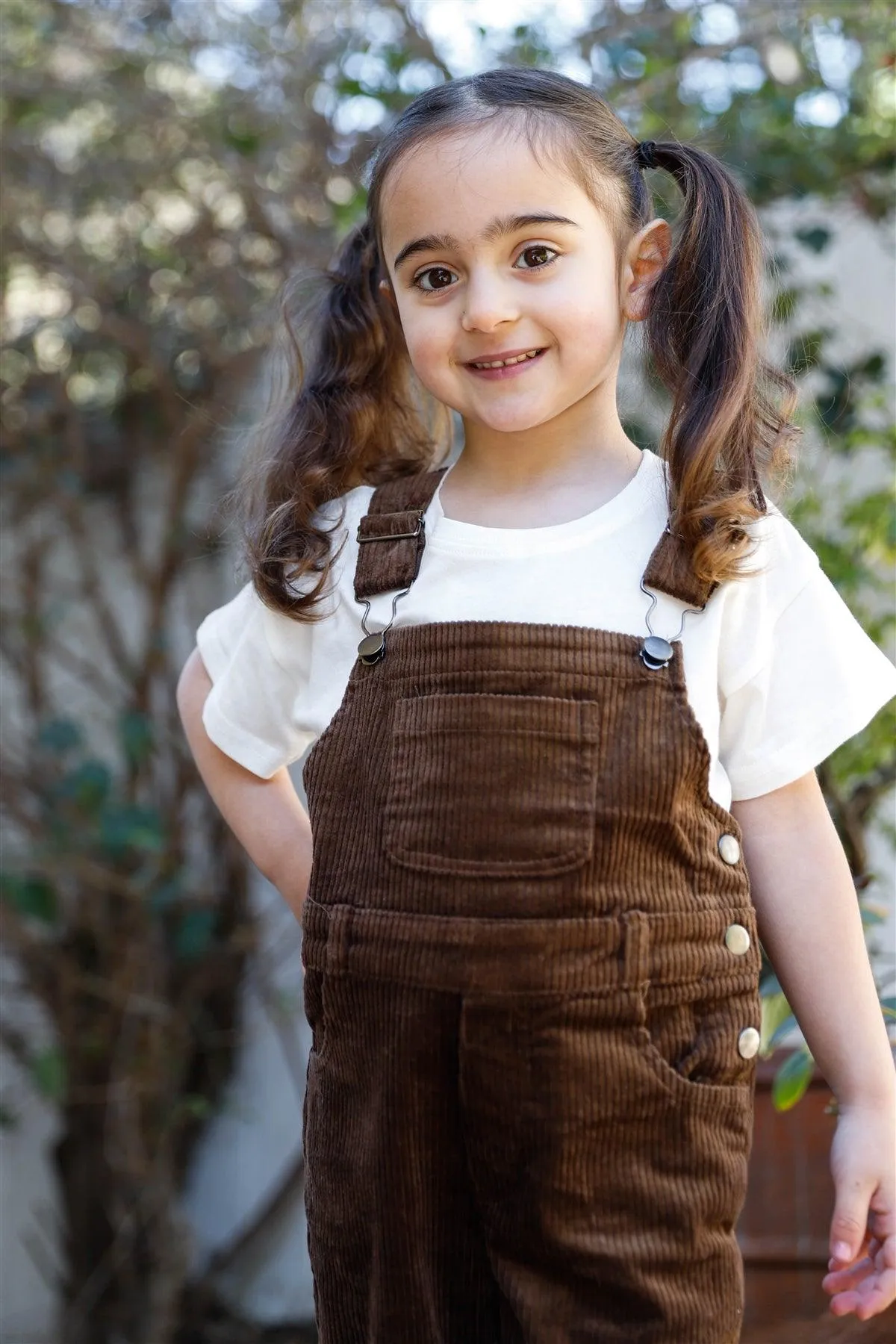 Toddler Girls Dark Brown Cotton Velvet Overall /1-2-2-1