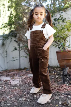 Toddler Girls Dark Brown Cotton Velvet Overall /1-2-2-1