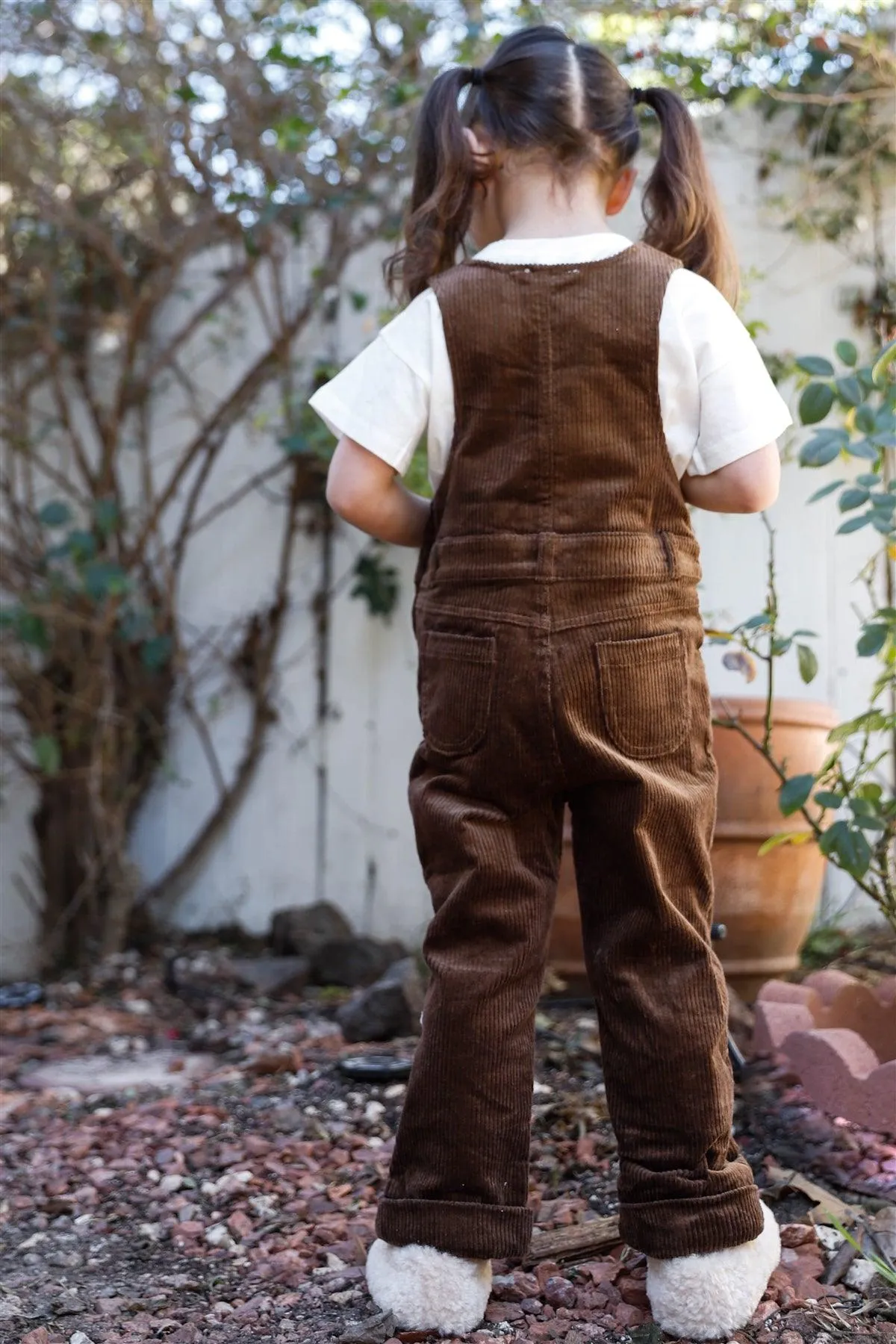 Toddler Girls Dark Brown Cotton Velvet Overall /1-2-2-1