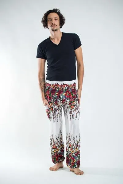 Unisex Floral Harem Pants in White