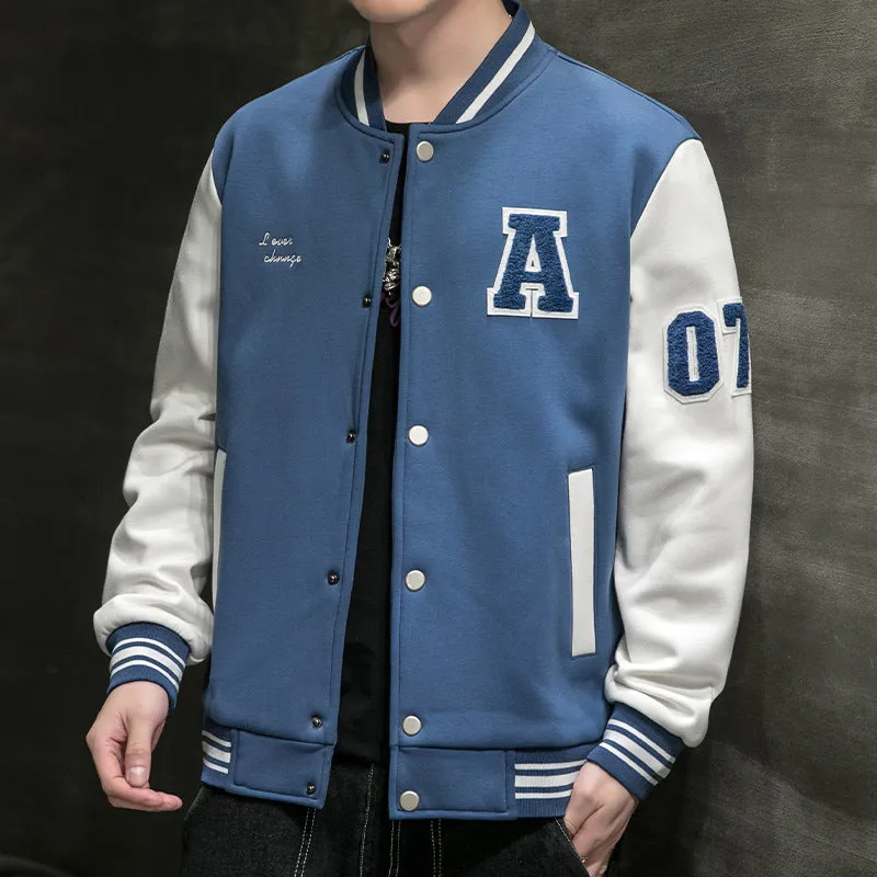 Varsity Bomber Jacket Baseball Jacket Men's Spring and Autumn Youth Student Pilot Jacket Men