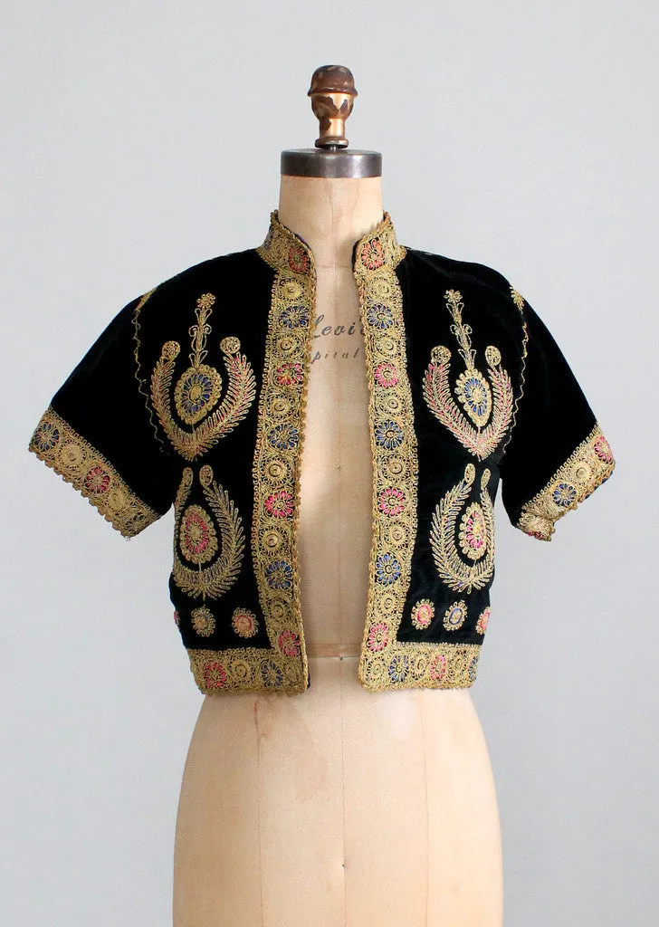 Vintage 1940s Embroidered Velvet Bethlehem Jacket