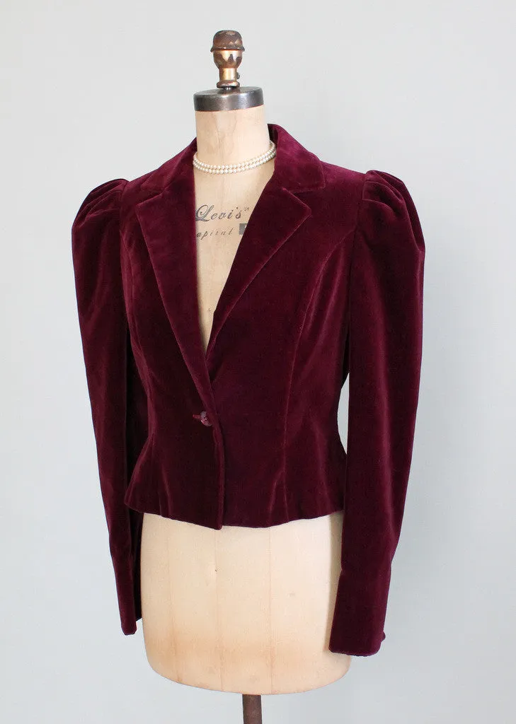 Vintage 1970s Cranberry Velvet Youthcraft Jacket