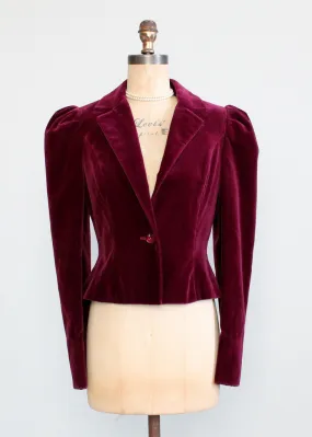 Vintage 1970s Cranberry Velvet Youthcraft Jacket