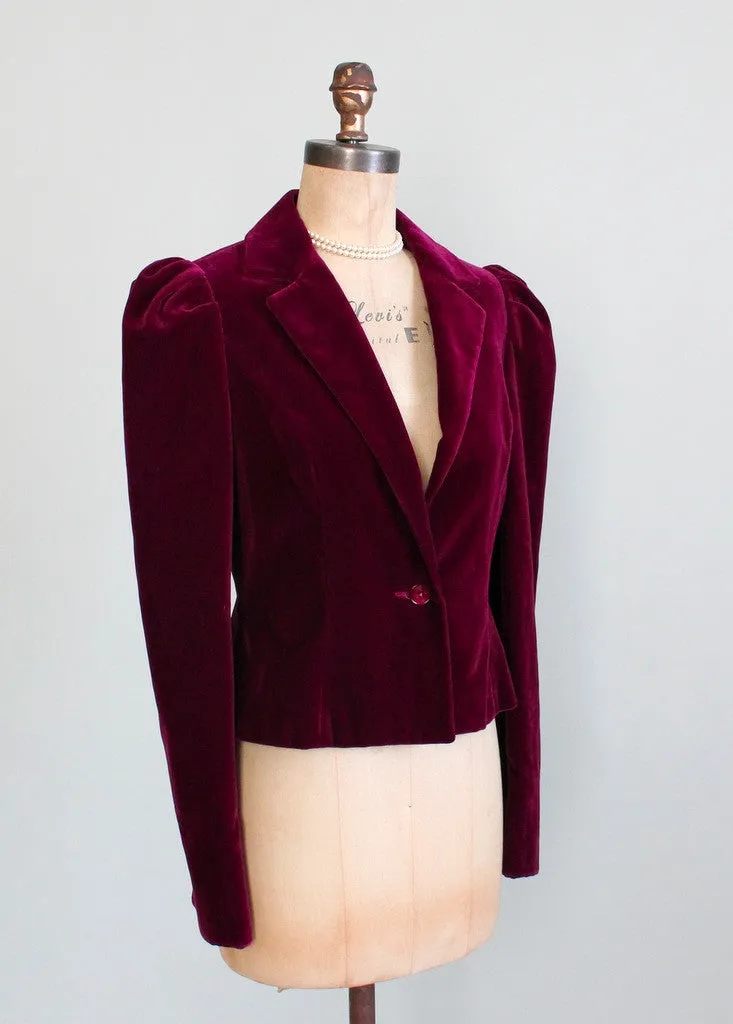 Vintage 1970s Cranberry Velvet Youthcraft Jacket