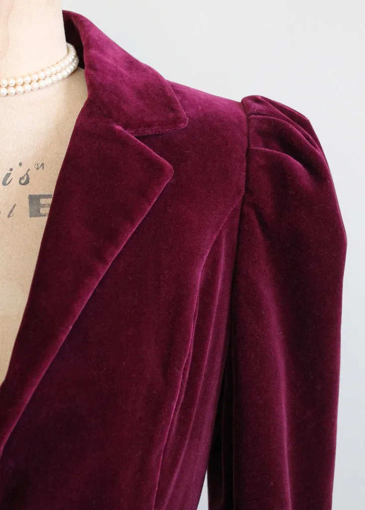 Vintage 1970s Cranberry Velvet Youthcraft Jacket