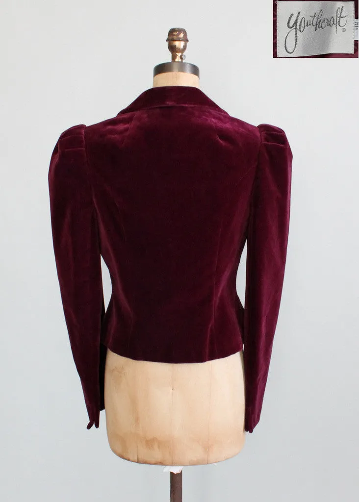 Vintage 1970s Cranberry Velvet Youthcraft Jacket