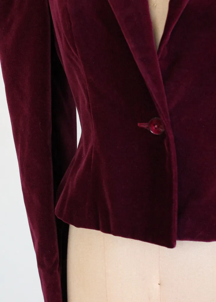 Vintage 1970s Cranberry Velvet Youthcraft Jacket