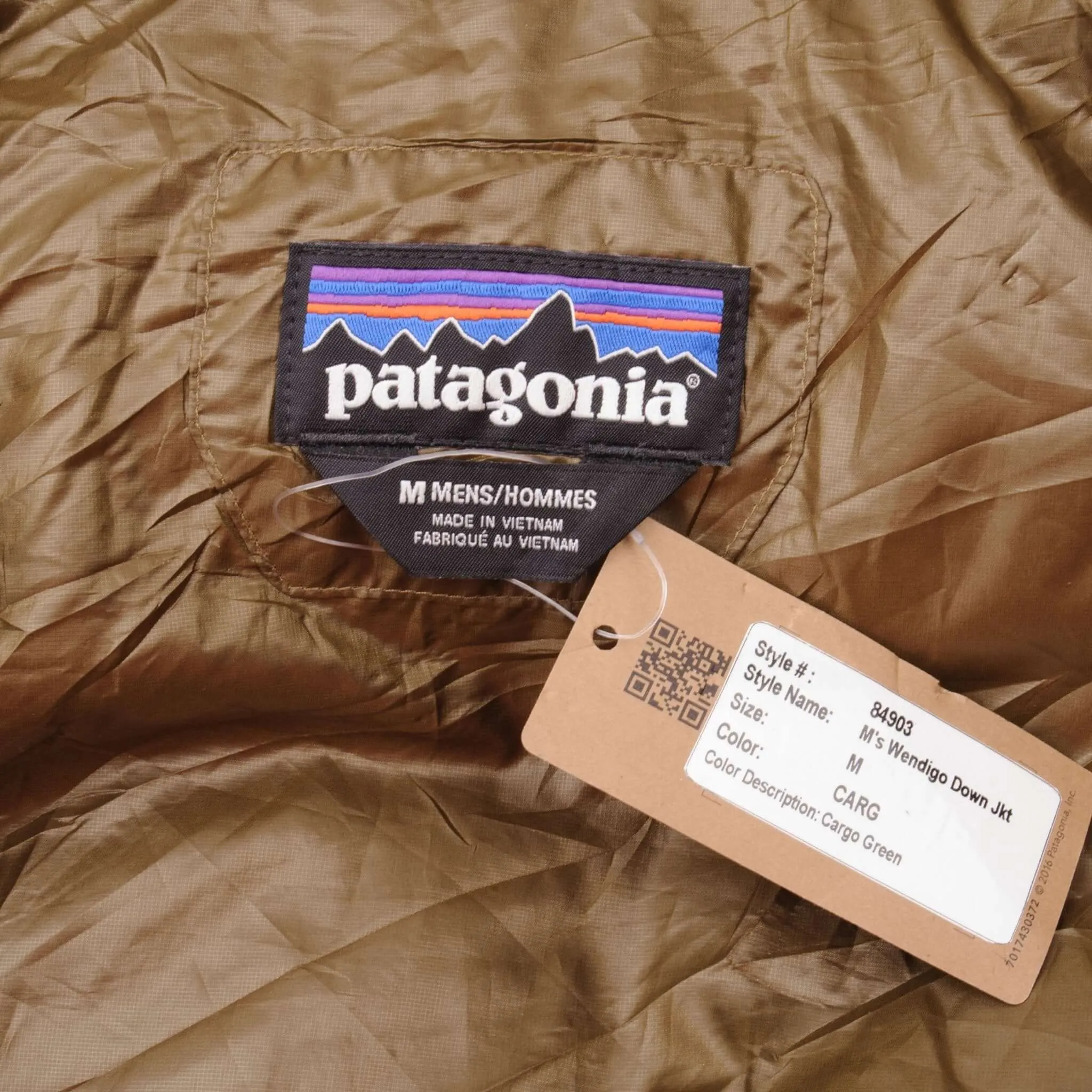 VINTAGE PATAGONIA WENDIGO DOWN PUFFER JACKET WITH HOOD SIZE MEDIUM DEADSTOCK