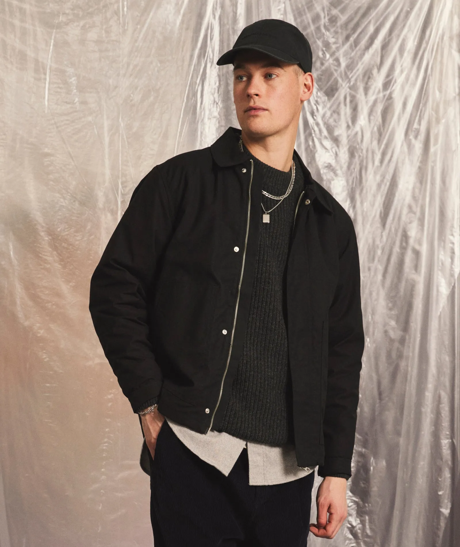 Waxed Cotton Worker Jacket - Black