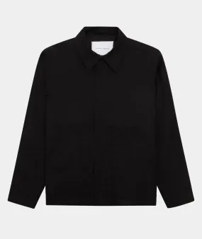 Waxed Cotton Worker Jacket - Black