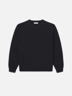 Wool Cashmere Textured Sweater  -- Dark Navy