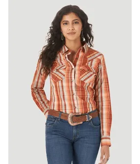 Wrangler Women's Pointed Yoke Plaid Snap Up Long Sleeve Western Shirt LW3007M