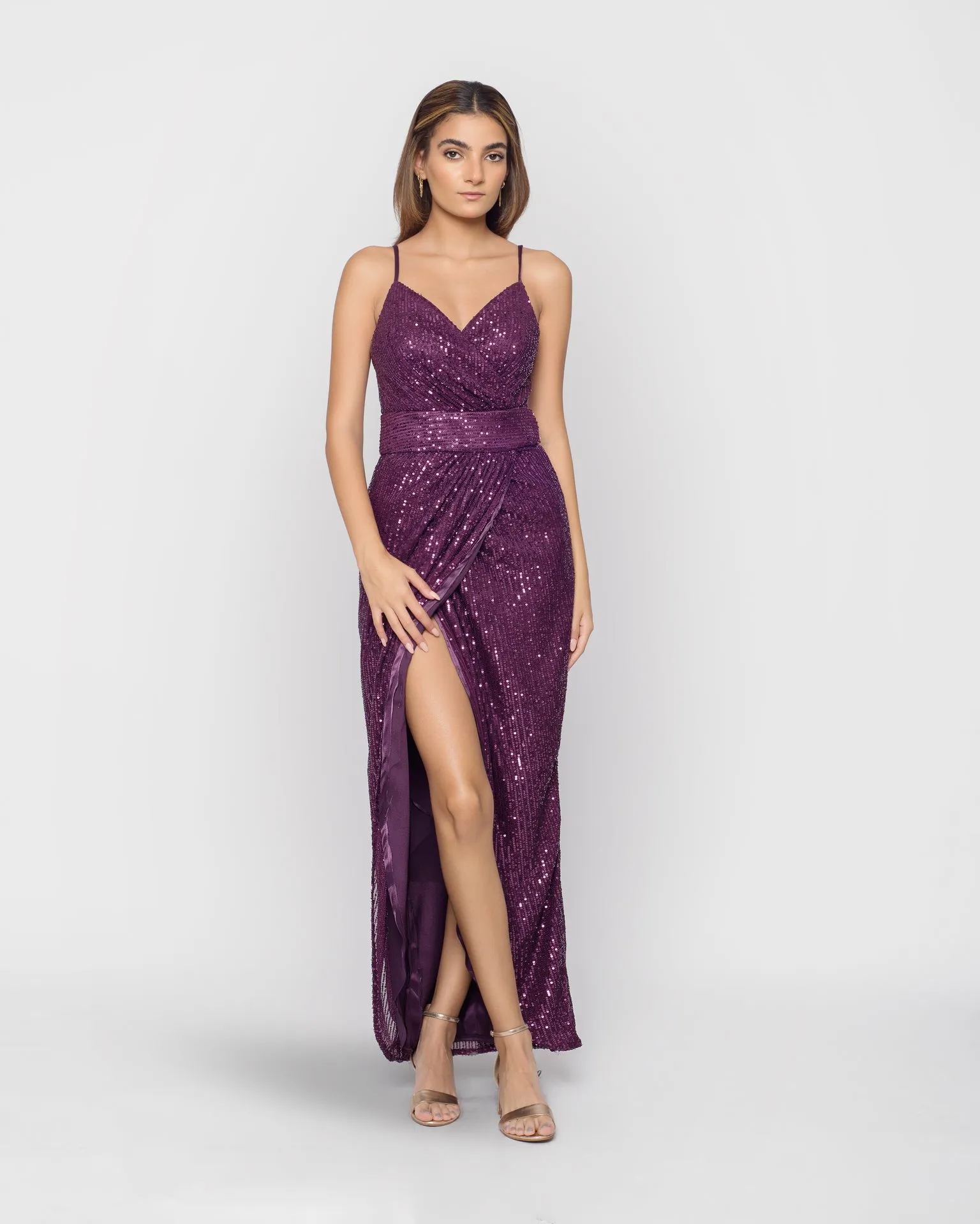 Wrap sequin dress - Purple