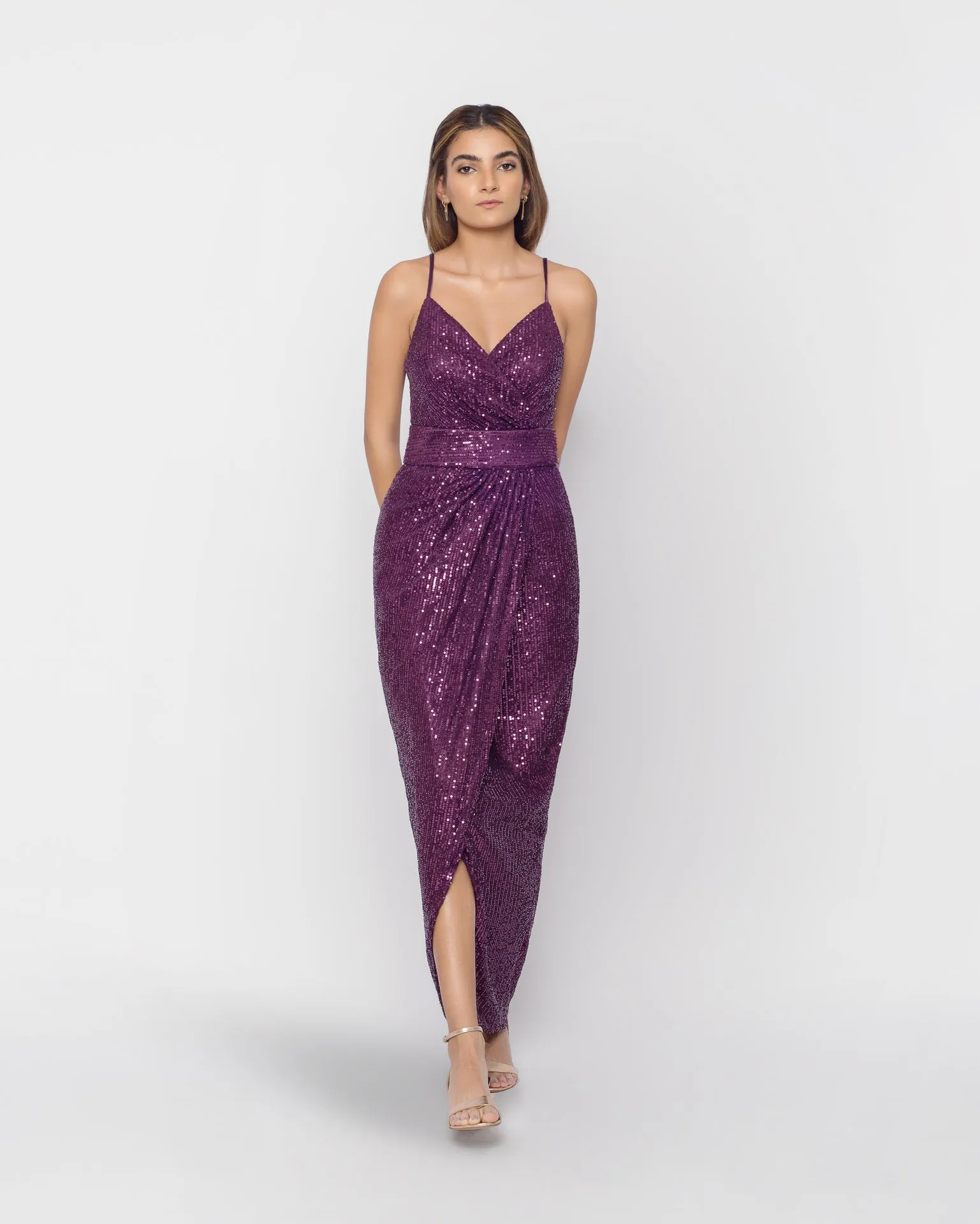 Wrap sequin dress - Purple