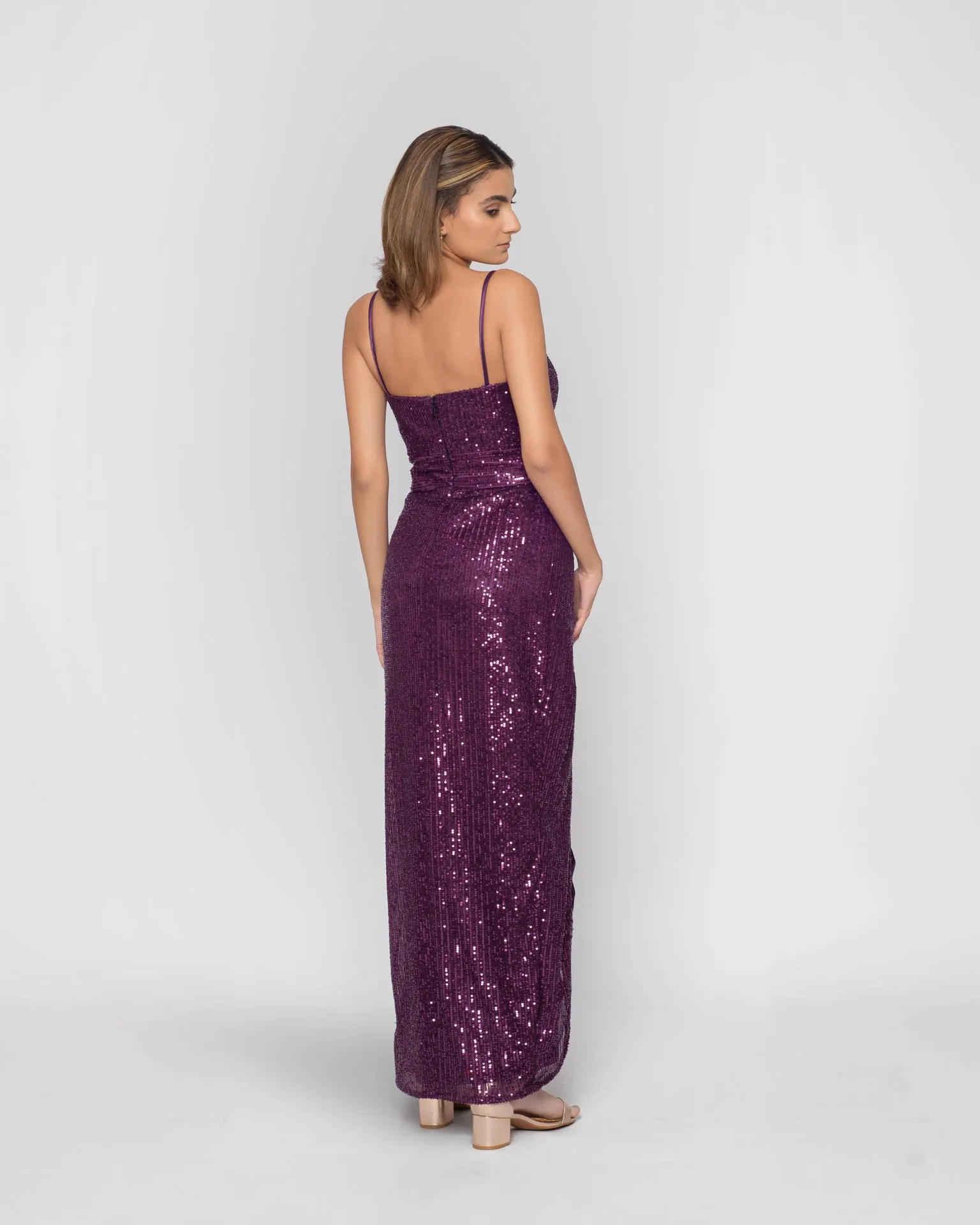 Wrap sequin dress - Purple