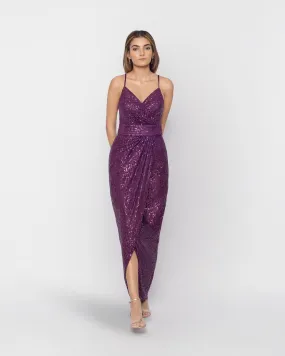 Wrap sequin dress - Purple