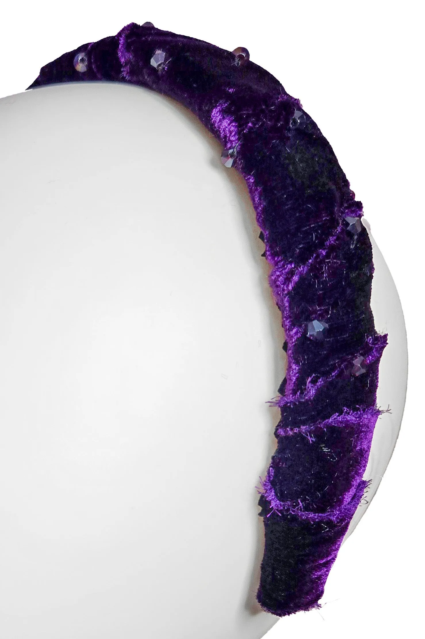 Wrapped Velvet Flat Headband - Deep Purple