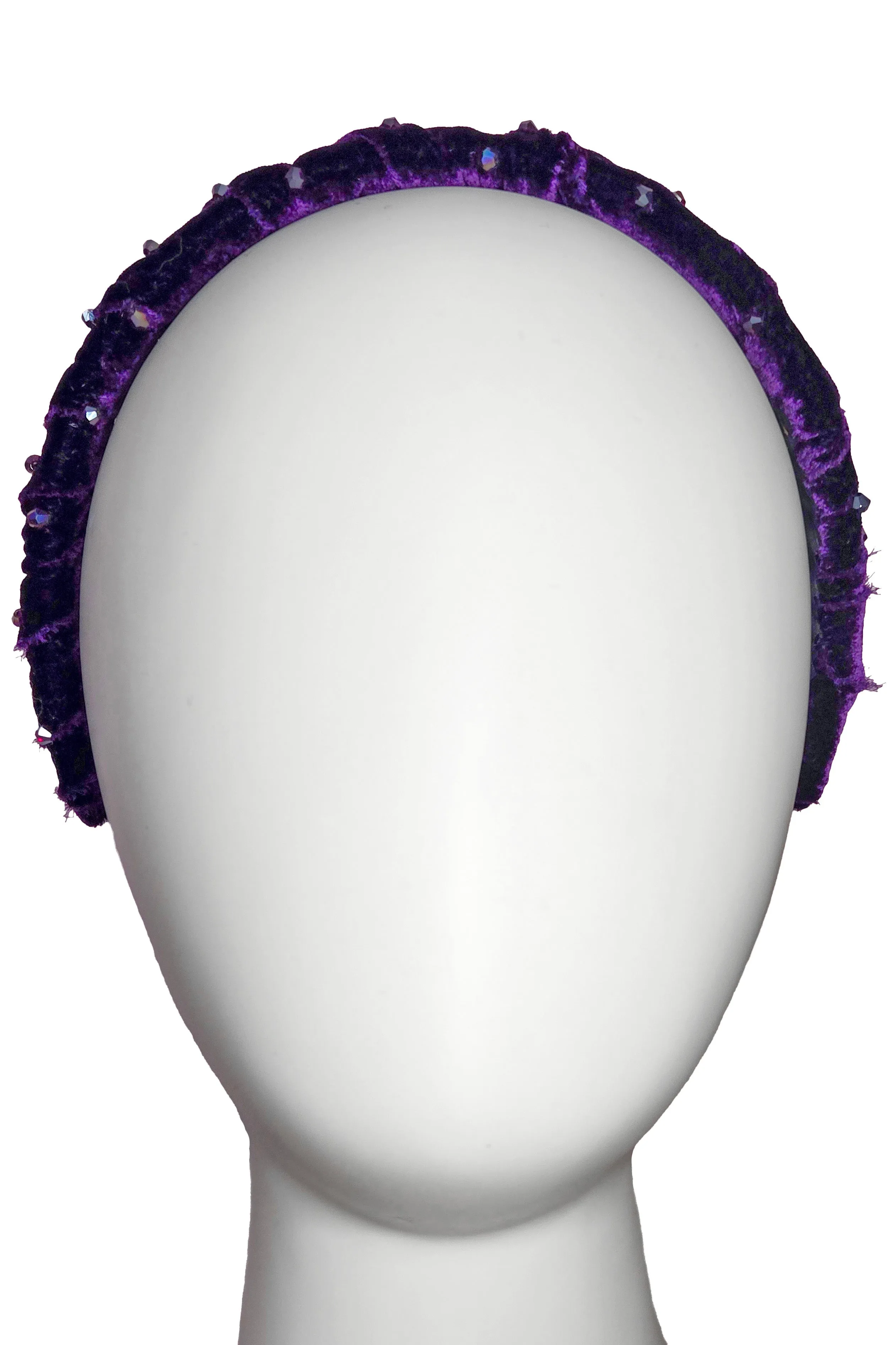 Wrapped Velvet Flat Headband - Deep Purple