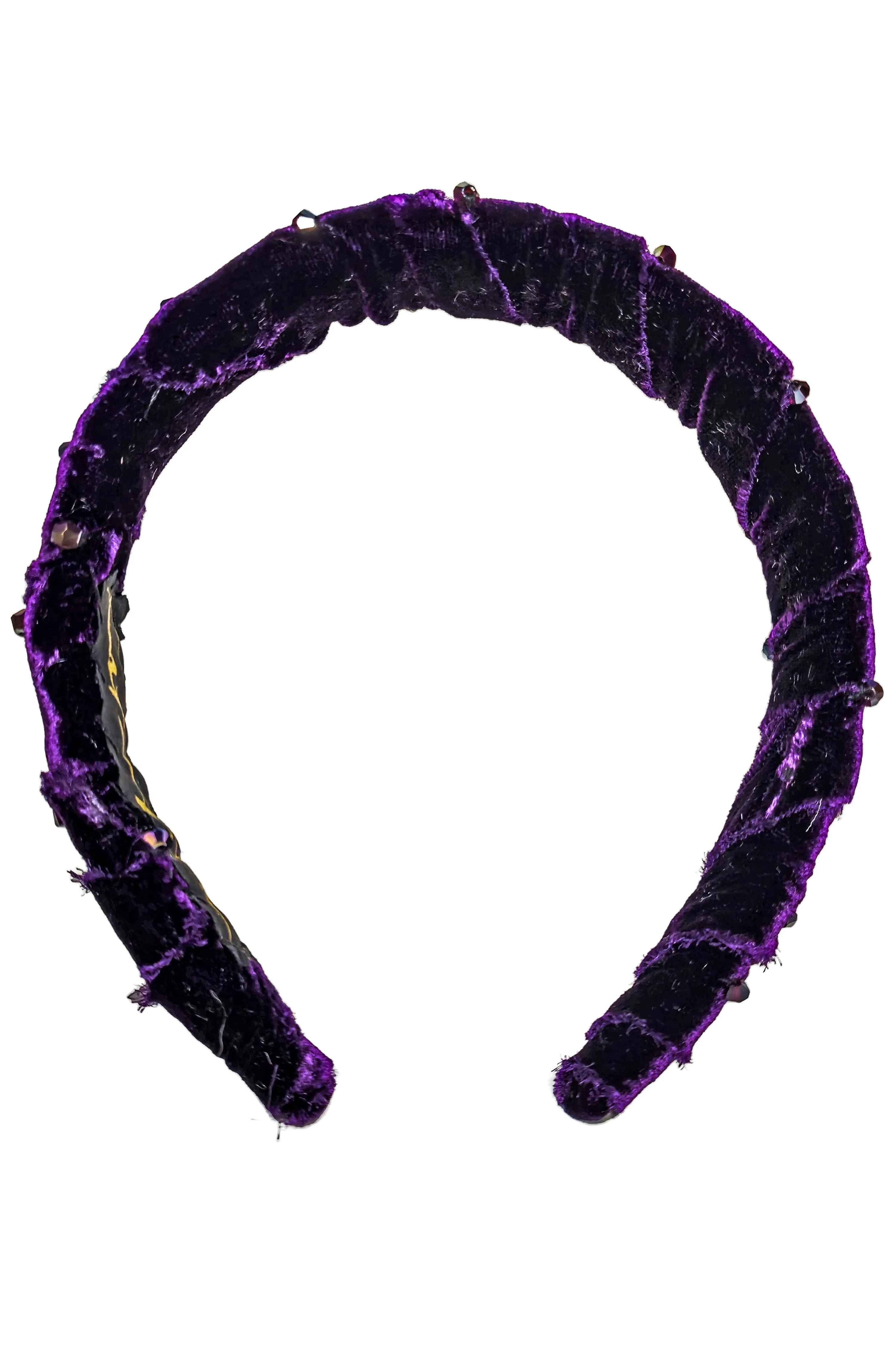 Wrapped Velvet Flat Headband - Deep Purple