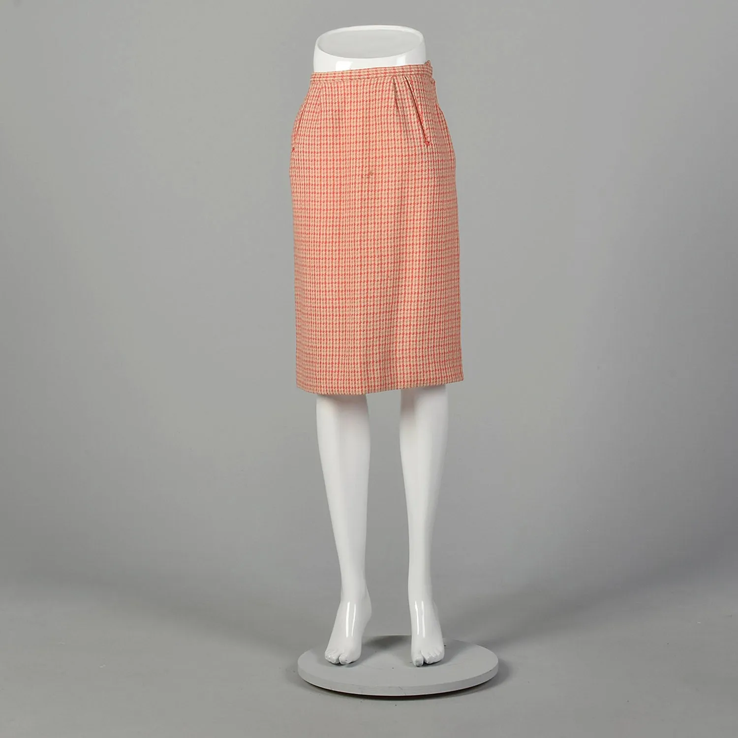 XS 1950s Pink Tweed Pencil Skirt